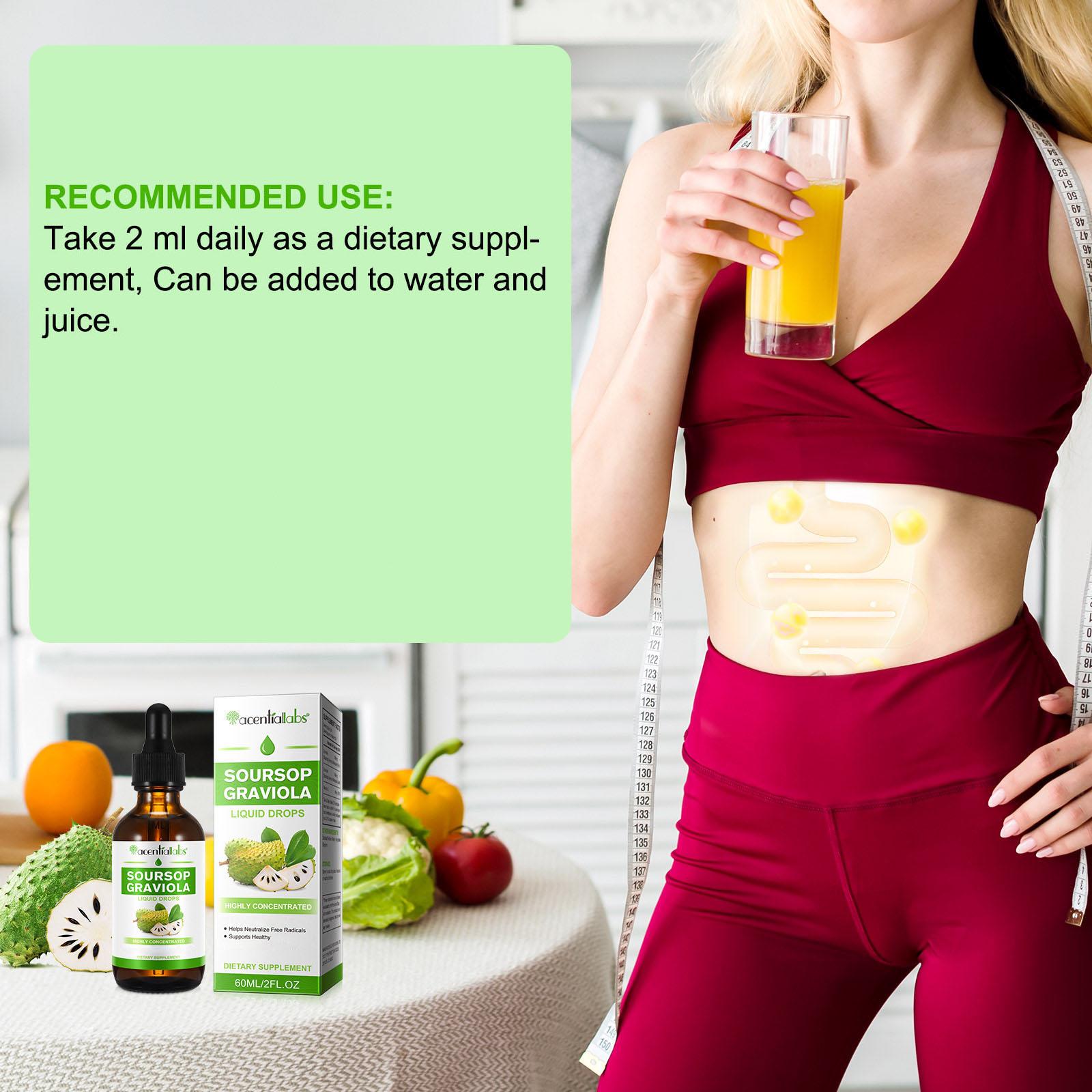 Acentiallabs Organic Soursop Graviola Liquid Drop, Soursop Bitters Liquid for Boost, Relax, Liver and Sleep, Sugar/Gluten Free | Natural Flavor |2 Fl Oz Healthcare Edible Fitness Supplement