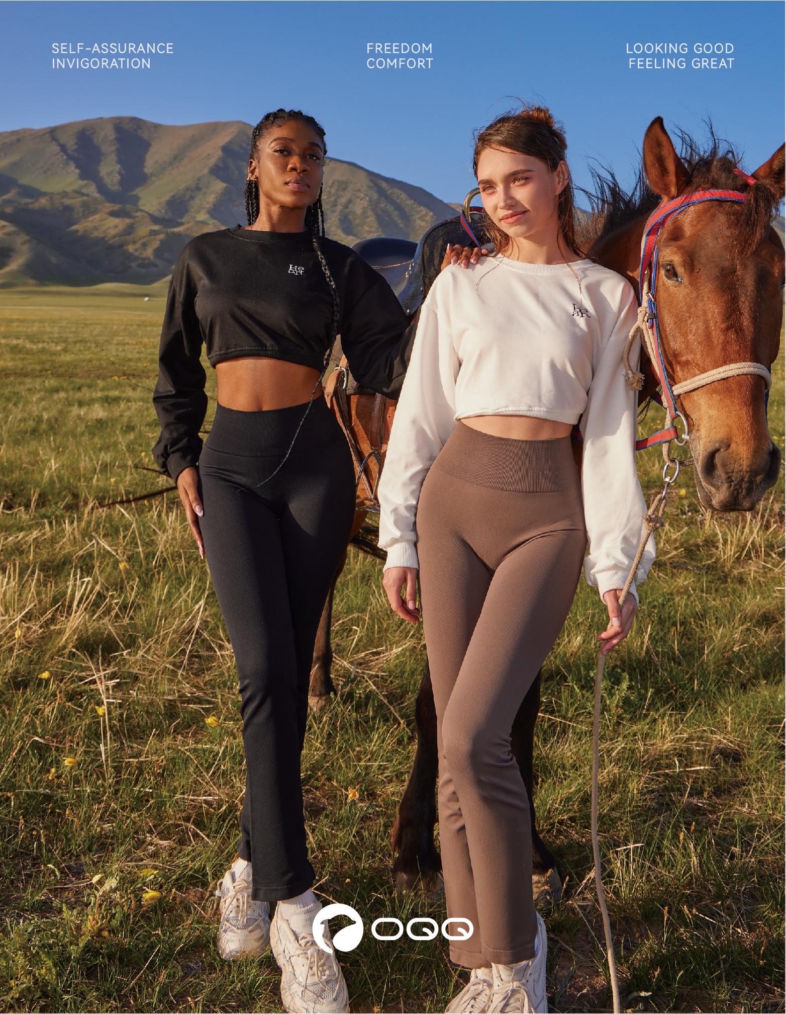 OQQ-Nine cents Women's 2 Piece Yoga Pants Ribbed Seamless Workout High Waist Athletic Straight Leg Leggings Breathable