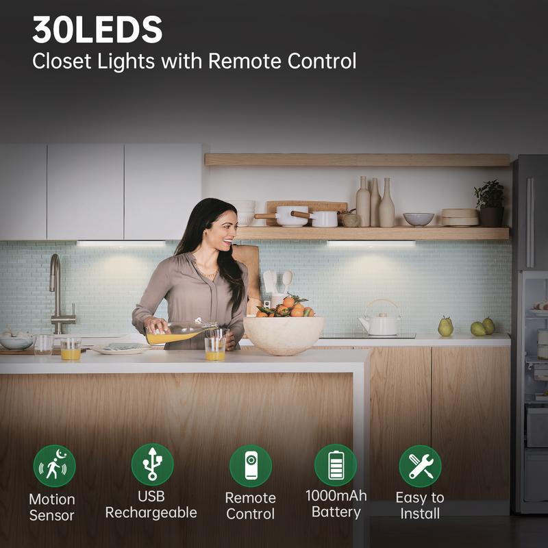 Mom’s Must-Have! 30LED Motion Sensor living Night Light for Kids room, magnetic installation    | Auto On/Off & Dimmable | USB Rechargeable inside tool light touch control