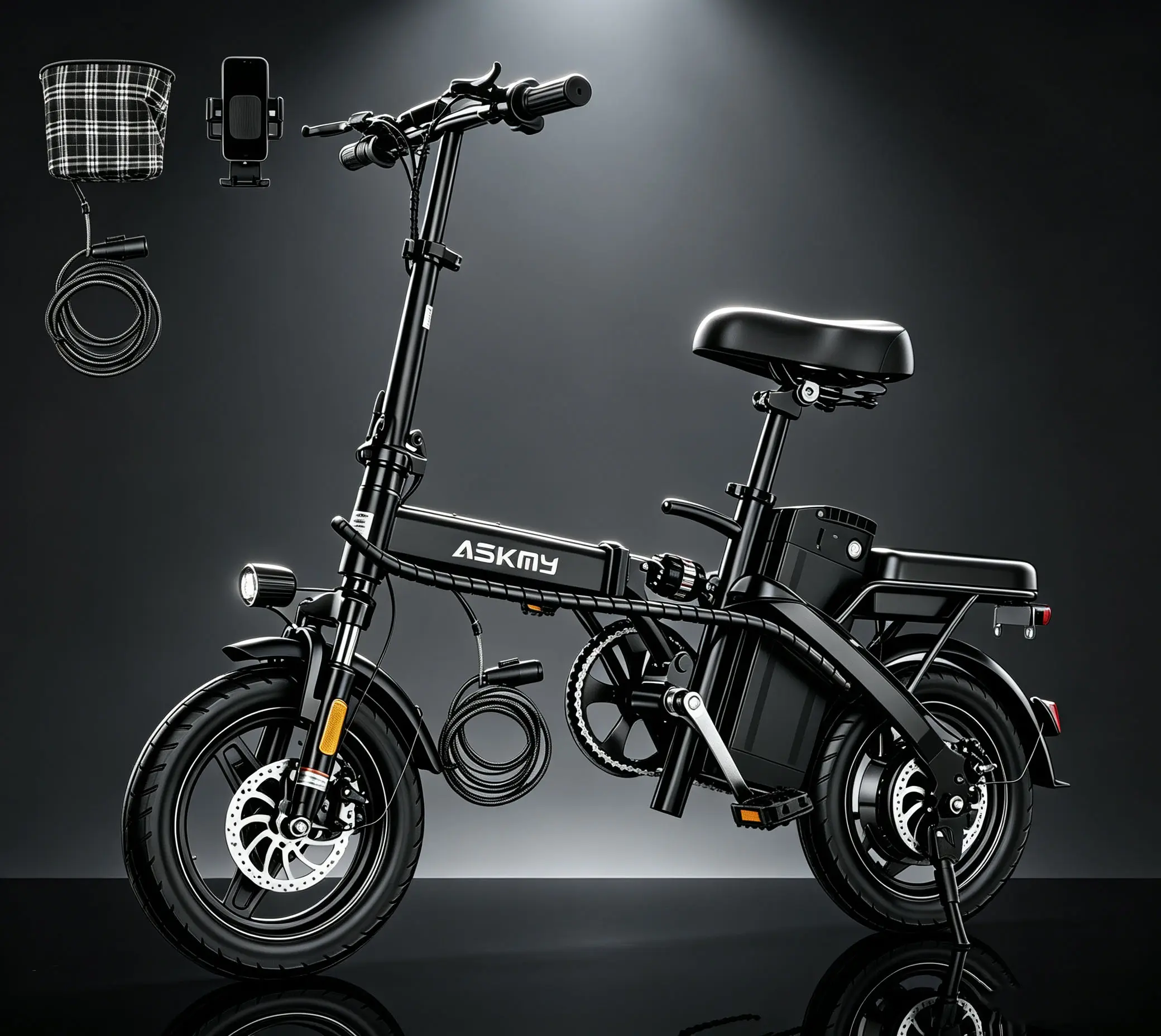 Folding E14 Electric Bike - 1000W, 48 Mi Range, Full Suspension, Dual Disc Brakes for Sports & Outdoor Cycling Leisure