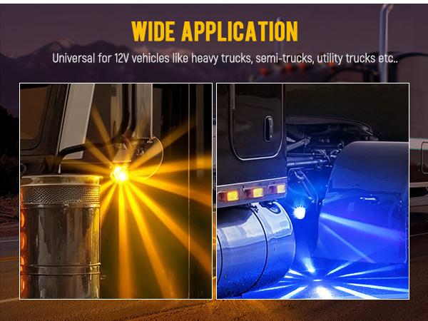 Partsam 2Pcs Glass Watermelon Lights Dual Color Amber/Blue with Stainless Steel Bracket for Kenworth Peterbilt Freightliner