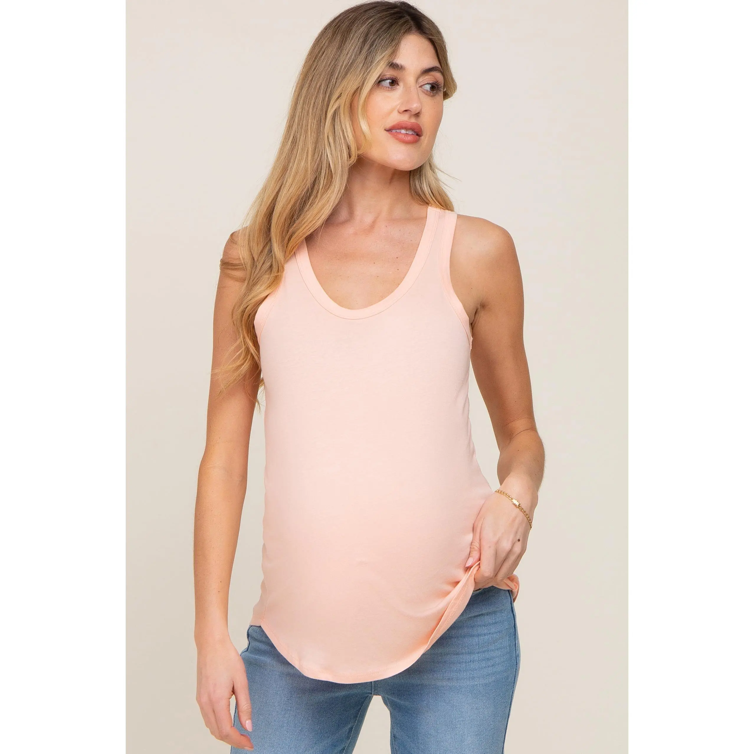 Light Peach Maternity Tank Top
