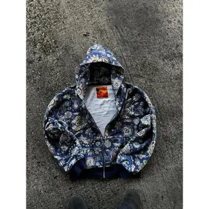 2025 Street Retro Sports Outdoor Water Washed Loose Zipper Hoodie Street Wear Y2k Punk American Couple Jogging Hoodie Can be used with raincoat