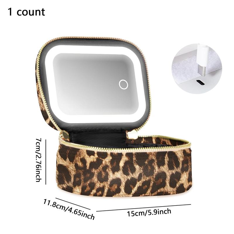 Portable Makeup Bag with LED Light & Mirror, Removable Travel Organizer, Battery-Powered Cosmetic Case, Makeup Tools for Women, Makeup Storage Bag, Makeup Pouch