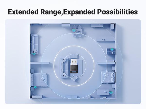 UGREEN USB Bluetooth Adapter for PC, Bluetooth 6.0 Dongle Receiver EDR & BLE, Plug & Play for Windows 11/10/8.1, for Headphone/Keyboard/Mouse/Speakers/Printer