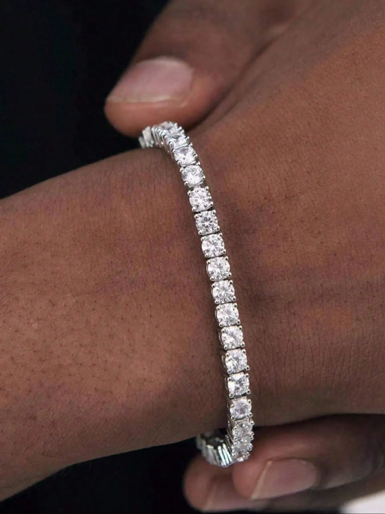 Luxury Shiny Zircon Tennis Bracelet for Men, Daily Wear Couple Bracelet, Elegant Square Crystal Design, Perfect Gift Idea, Cubic Zirconia Bracelet, Sparkling zircon bracelet, Sparkling Zircons Bracelets, Bracelets Jewelry