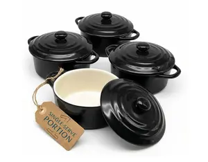 Mini Casserole Dishes, 12 oz, Set of 4 Color: Black
