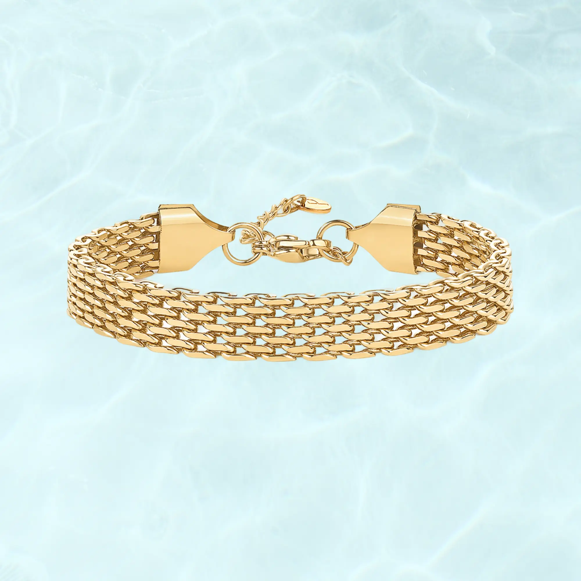 PAVOI Waterproof Chunky Chain Bracelet for Women - 14K Gold Plated Trendy Adjustable Chain Bracelet - Lightweight Stainless Steel Jewelry