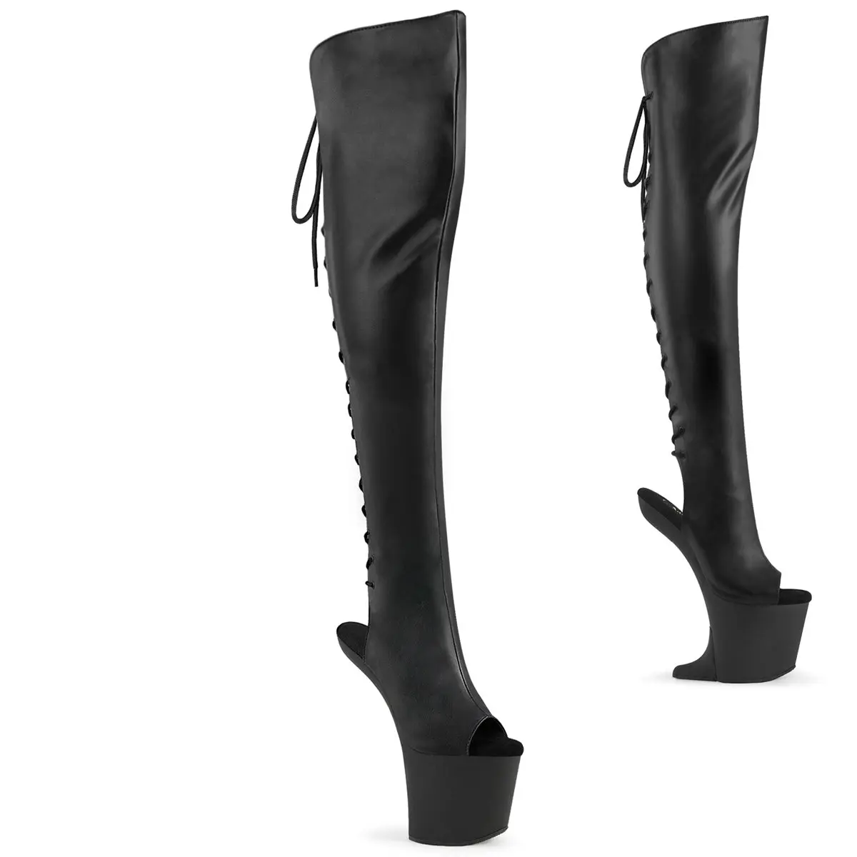 Women's Platform Lace-Up Boots - Black Vegan Leather Footwear, Statement Shoes for Alternative Style (Craze-3019), Alt Fashion