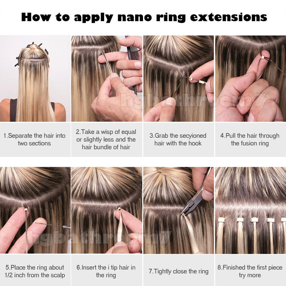 50G/Pack Nano Ring Hair Extensions Remy Human Hair Extension Nano Bead Tip Nano Rings for Natural Look and Volume  1G/S