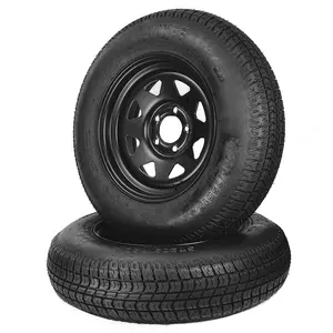 Set of 2 Heavy Duty Trailer Tires & Rims 4.80-12 & 4.80-8 - 6PR Load Range C - 5 Lug 4.5" & 4 Lug 4" Black Wheels - All-Weather, Easy Assembly - Utility, Boat, Camper Trailers