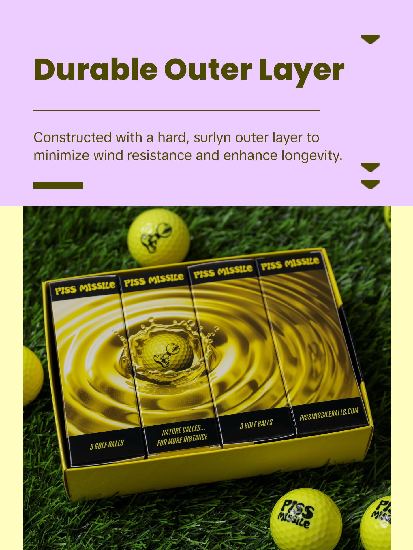 PISS MISSILE GOLF BALLS 12PK - LONG DISTANCE