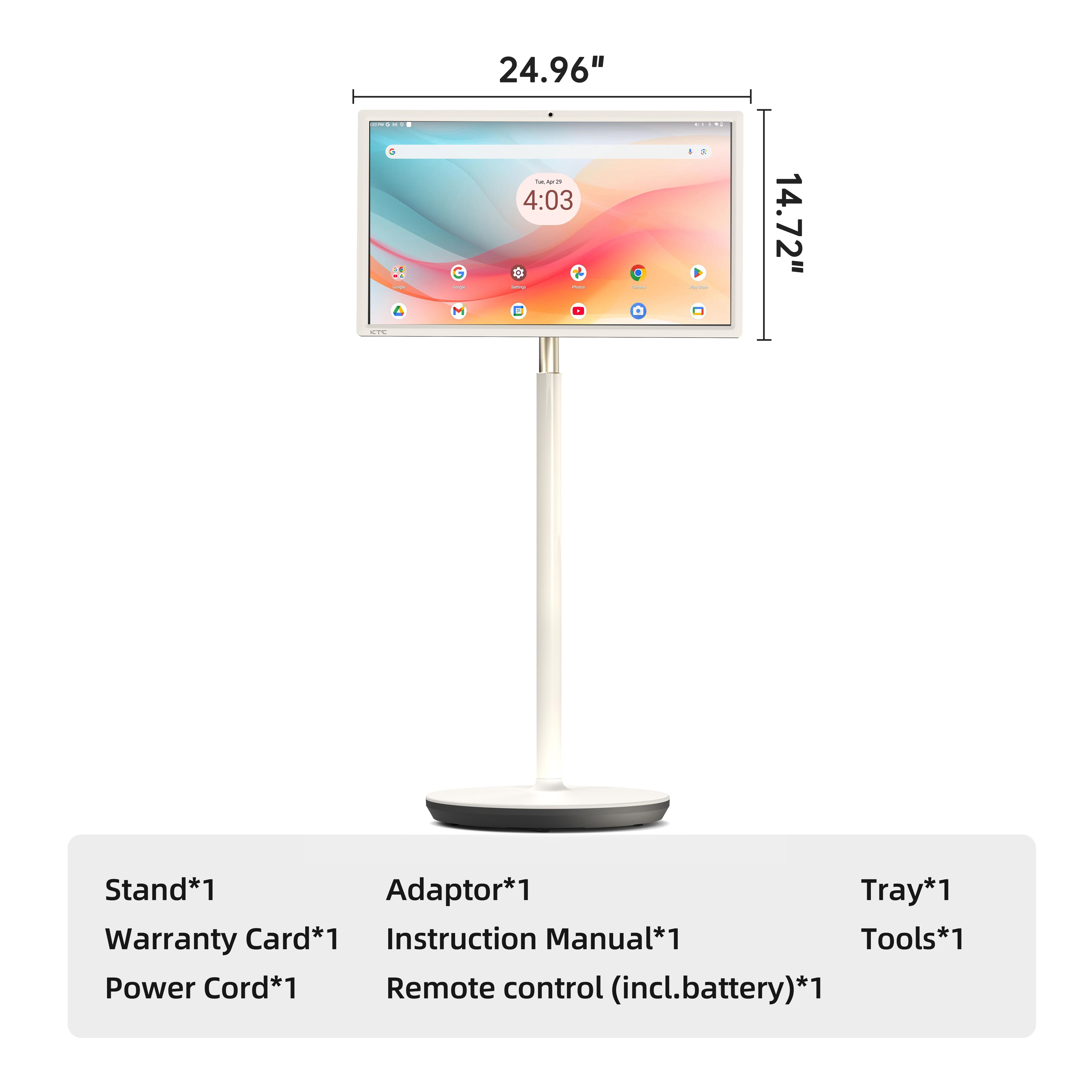 KTC A27Q7 27‘’ Portable Smart Screen, 1080P@60Hz Touch Monitor, Android 14 & Google EDLA Certification, 8GB+128GB, Qualcomm SM6115, with 9500mAh Battery & Wi-Fi 5 Wireless Casting, 4000:1 Contrast, Built-in 8MP Camera and Speakers
