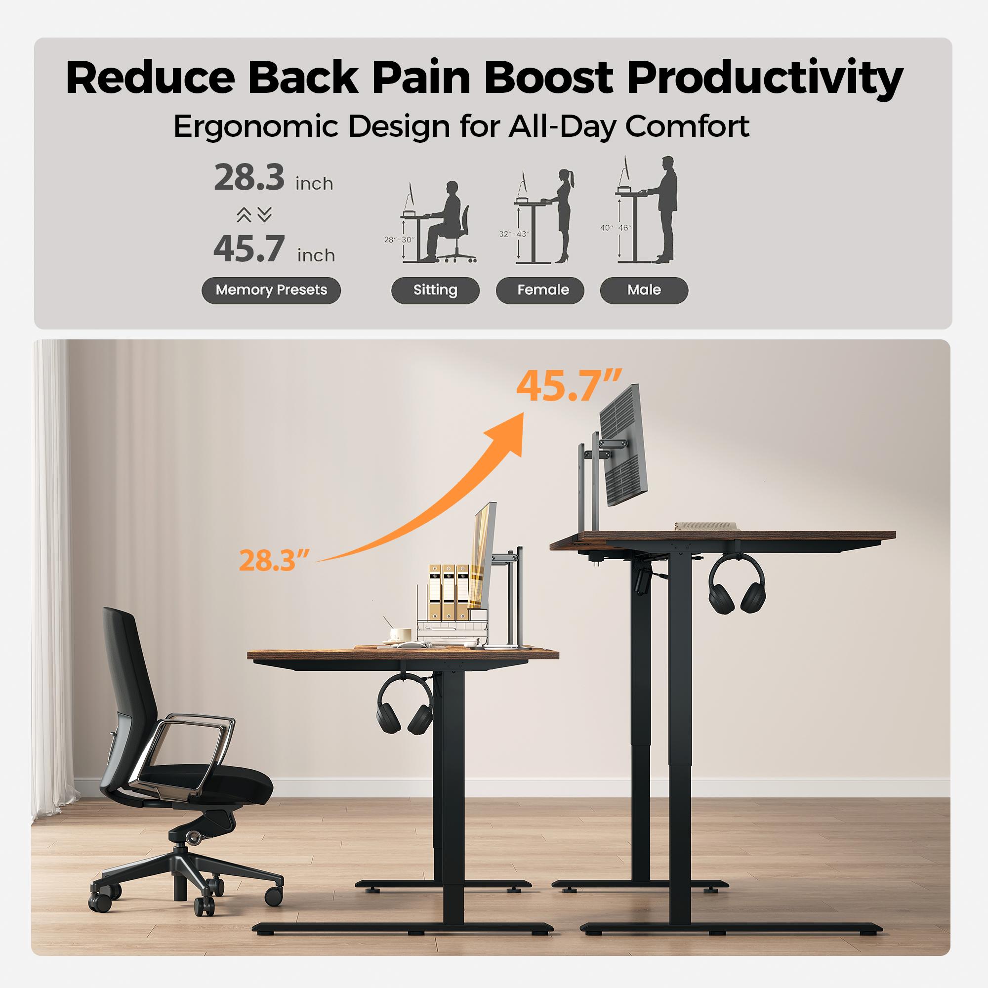 Agilestic Electric Height Adjustable Standing Desk, L-Shaped Sit-Stand Desk for Home & Office, Ergonomic Computer Table with Splice Board, Rustic Brown/Black/White/Light Rustic Brown