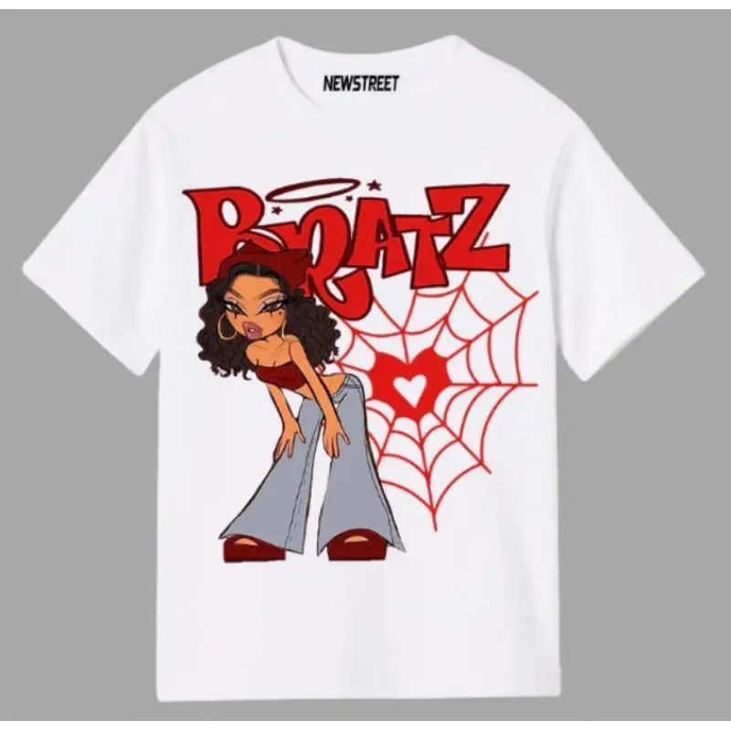 BRATZ Doll T-Shirt - Comes in Red or Black on Blk or White Shirt Short sleeve Cotton Casual T shirt graphic Cute Comfortable Summer Top