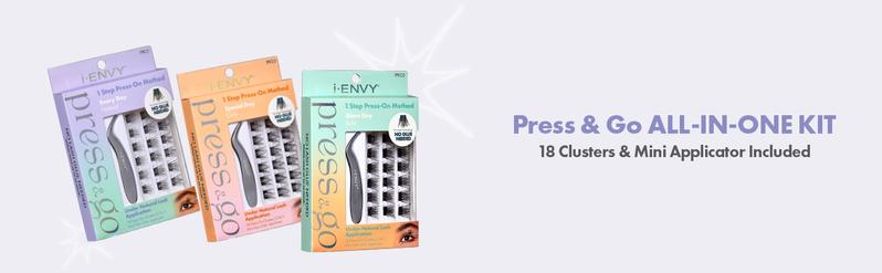 I-Envy Press&Go Self Adhesive Eyelashes Extension & Applicator Kit, Easy Application Lash Extensions, No Glue Press On False Eyelash Clusters, No Damage or Residue