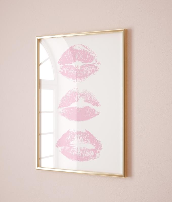 Pink Cheetah Wall Print Trendy Pink Gallery Set Of 2 Kiss Lips Wall Art Apartment Decor Preppy Room Decor College Dorm Leopard Poster Girly