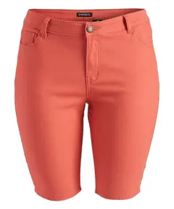 Plus Size Women's Premium Coral Cotton Twill Bermudas with Belt Loops & Pockets for All-Day Comfort