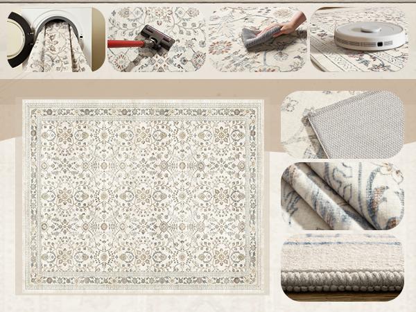 [NEW] MontVoo Elegant Distressed Area Rug for Living Room Decor, Machine Washable, Easy to clean & Ultra Soft, Vintage Home Decor, Bedroom Decor, Kitchen, Office Room & Kids' Room Rug, TikTok Shop Deals
