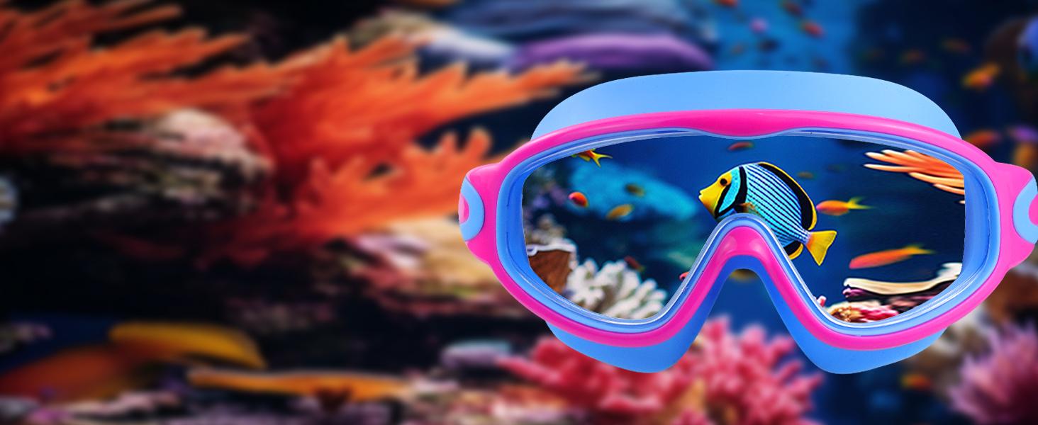 [Spring Shine]Vvinca kids pool accessories-Swim Goggles with Earplugs& Nose Clip Wide View Anti-Fog/UV Swimming Goggles for Age 3-14 Boys Girls Noseclip
