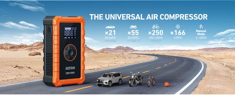 AstroAI S8 Air 7 in 1 10000mAh Battery Capacity Car Battery Jump Starter with 150PSI Air Compressor 12V Battery Charger Compact Design International Warranty - Automotive