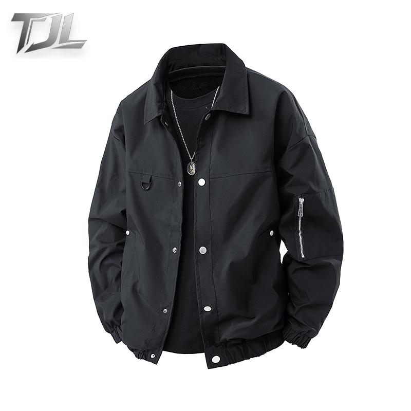 TJL Men's Casual Jacket - Lightweight Streetwear  Up Coat with  Pockets, Modern Fit Grey Outerwear for Daily Wear winrar  variety  jacket