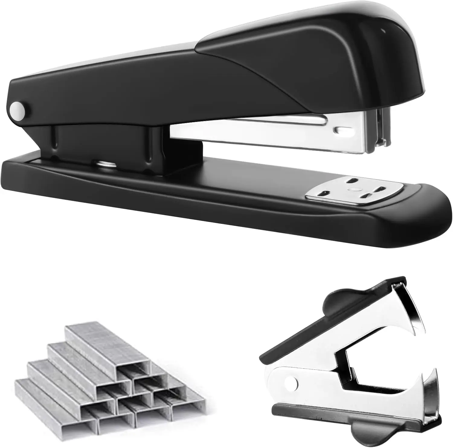 Black Modern Office Stapler, 25 Sheet Capacity, Automatic, Includes 1000 Staples and Staple Remover