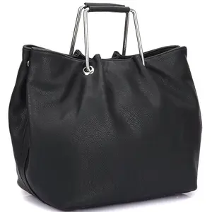Women Square Handle Satchel Textured Tote Removable Shoulder Strap Handbag