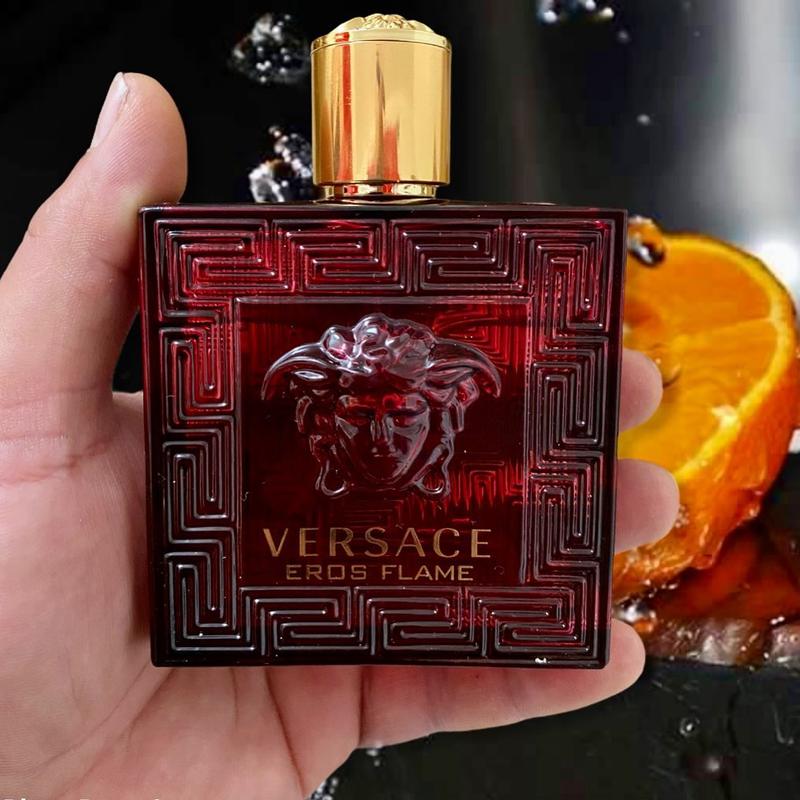 Versace Eros Flame Eau De Parfum for Men 3.4 oz & 1.7 oz Long Lasting Fragrance Musk Fresh and Spicy Woody Top Notes