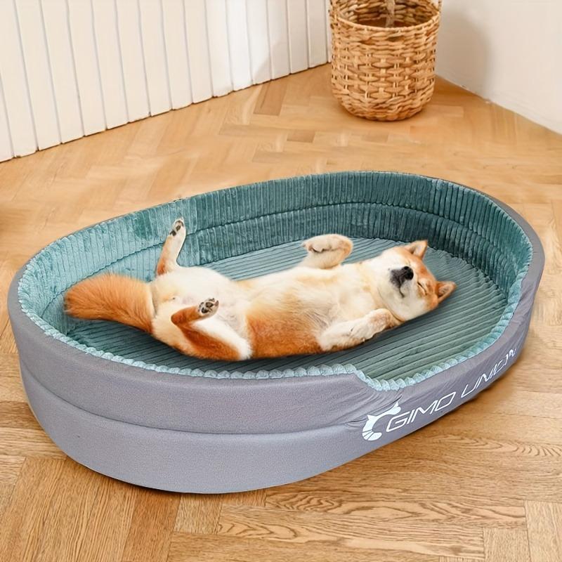 Pet Heaven Luxury Plush Thickened Pet Sofa Bed All Season Warm & Cool Dog Cat Bed for Medium Large Breeds Fully Washable Removable Mat 3D Raised Edge Pet Couch sleeping bag dog accessories Adjustable Temperature Heating Pad towers