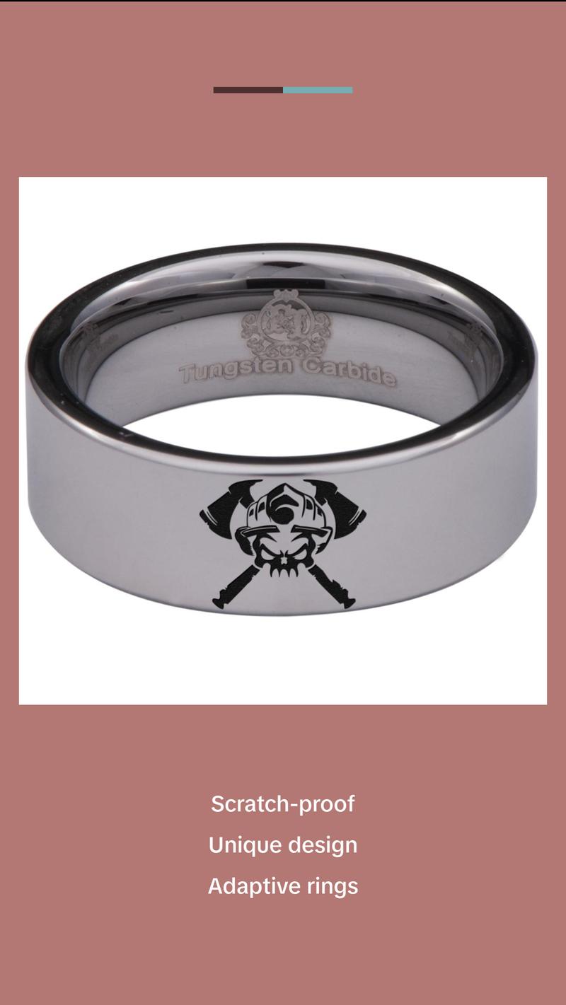 Firefighter Skull Tungsten Carbide Ring