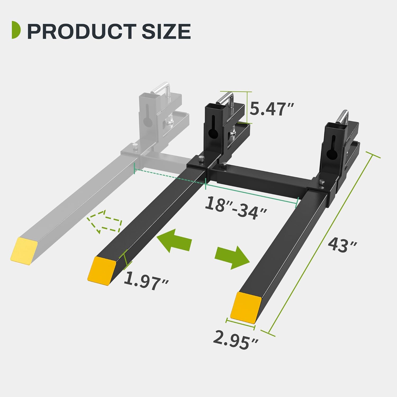 YITAMOTOR 43" 2000LBS / 60" 4000LBS Clamp on Pallet Forks Heavy Duty Tractor Forks with Adjustable Stabilizer Bar Tractor Bucket Forks for Tractor Attachments, Skid Steer, Loader Bucket Truck Stuff Parts Vehicle YITAMOTOR 43" 2000LBS / 60" 4000LBS Clamp on Pallet Forks Heavy Duty Tractor Forks with Adjustable Stabilizer Bar Tractor Bucket Forks for Tractor Attachments, Skid Steer, Loader Bucket Truck Stuff Parts Vehicle