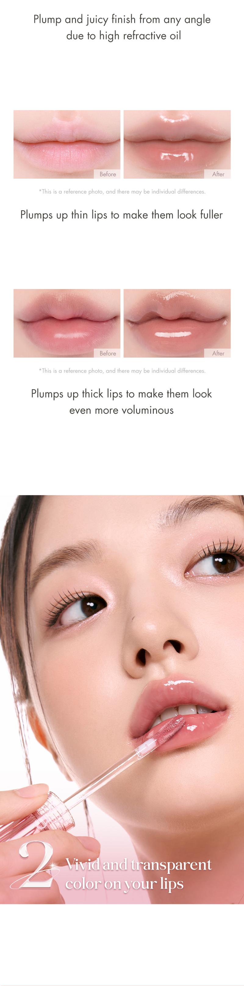 [rom&nd Official Shop] rom&nd Glasting Color Gloss 4g Plumping Volume Bunny Tongue Lips Glazed Glass Lightweight Glowy Vivid Transparent Glossy