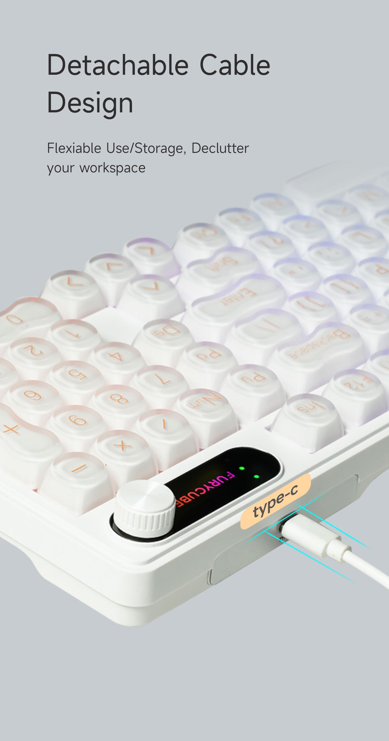 FURYCUBE IP98 Foundation Keyboard 98keys Wired Wireless Keyboard with Number Pad Silent Media Knob Custom RGB Backlit Ergonomic for PC MAC PS4 Xbox ONE Membrane keyboard Office Giftguide Silent