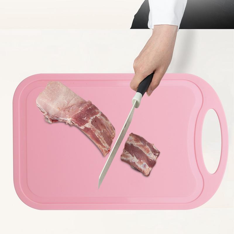 Plastic Chopping Block Meat Vegetable Cutting Board Non-Slip Anti Overflow With Hang Hole Chopping Board Pink