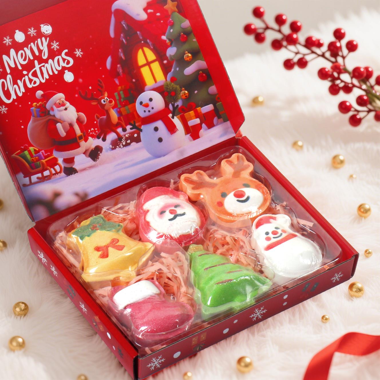 iHave Christmas Bath Bombs Gift Set – 6pcs Festive Bath Bomb Kids Box with Santa, Snowman, Reindeer, Tree, Bell & Stocking. Fizzy Organic Fun for Relaxing Bath Time, Perfect Christmas Bath Bombs for Kids, Stocking Stuffers & Holiday Gifts for Boys & Girls