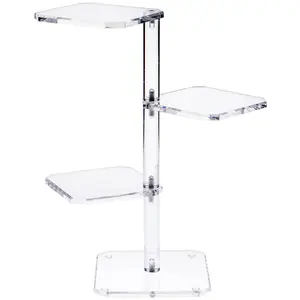 Plymor Clear Acrylic Beveled 3-Shelf Display Riser / Tower, 16.5" H x 13.25" W x 7" D