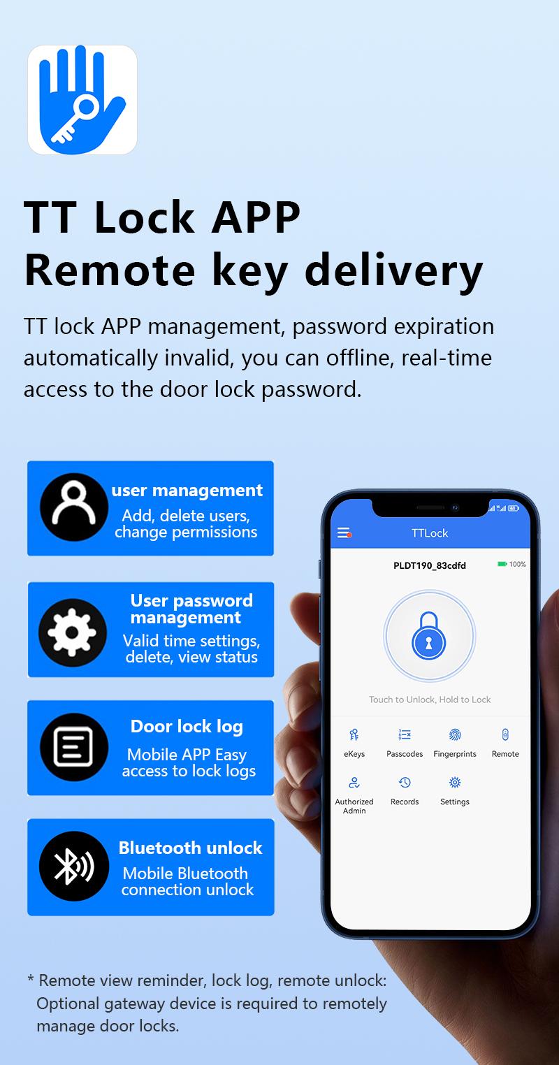 Smart Fingerprint Door Lock Keyless Entry Handle Biometric tech & App Control knob for Room Garage Office Apartment Local Data Storage