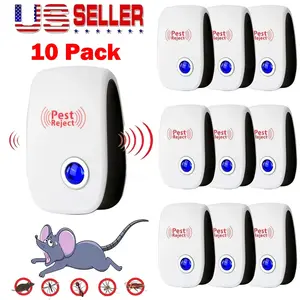 Ultrasonic Pest Reject Home Control Electronic Repellent Rat Mice Repeller 10 Pack Safe Eco-Friendly Noiseless Operation Waterproof Nightlight Feature