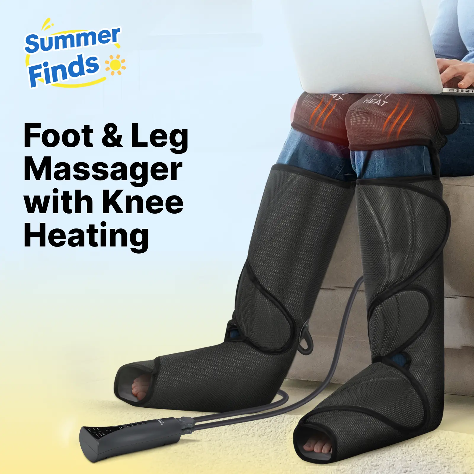 【FIT KING】Air Compression Leg Massager with Knee Heating for Enhanced Comfort - Includes Handheld Controller leg massager with knee relaxation Massaging Device for Relaxing Foot Spa Machine gift summerwins,dorm essentials tiktokshopbacktoschool