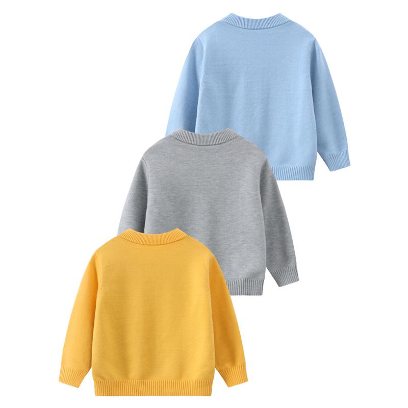 Three piece set of warm knitted sweaters for autumn and winter children, college style round neck diamond pattern children's clothing