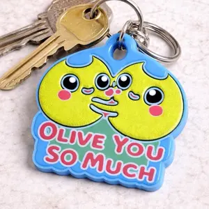 Olive You So Much Cute Keychain  Funny Couple Gift | Valentine Keychain. Silicone