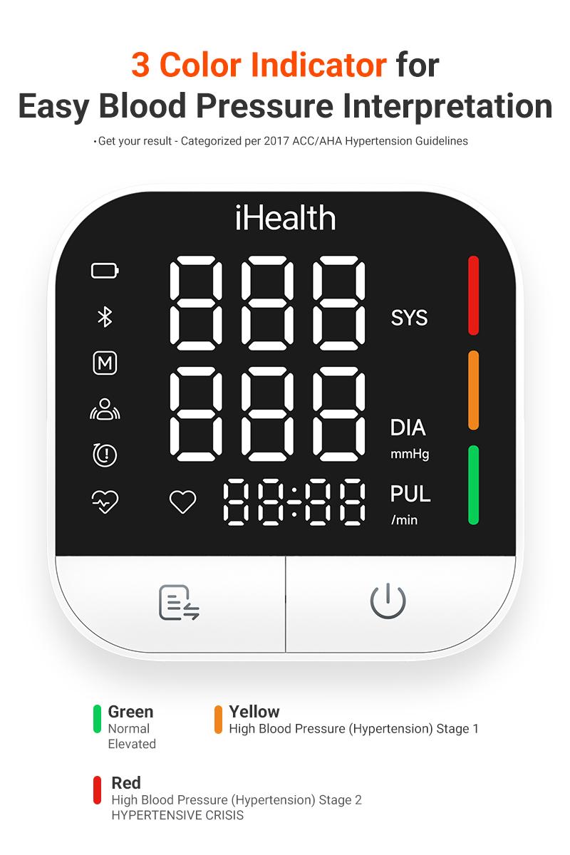 iHealth Track Pro Upper Arm Blood Pressure Monitor, Full-View LED Screen​, Body & Cuff Detection, App-Enabled for iOS & Android, Adjustable Cuff Large Adults Arm Friendly