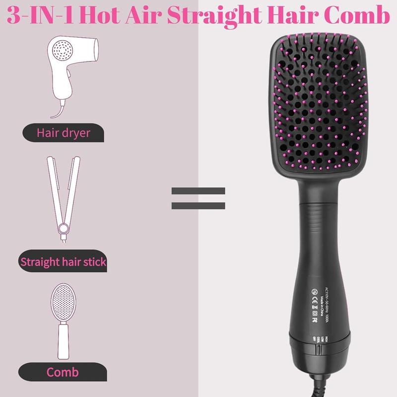 3 in 1 Comfort Comb Design Multifunctional Hair Dryer,Negative Ion Hair Straightener Hot Air Styling Tool for Straightening Drying Smoothing,Makeup Products, Back To School, Hair Straightener Comb