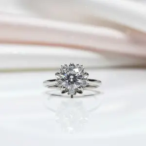 1 Carat Round Cut Diamond Option Heart Claws Snowflake Engagement Ring