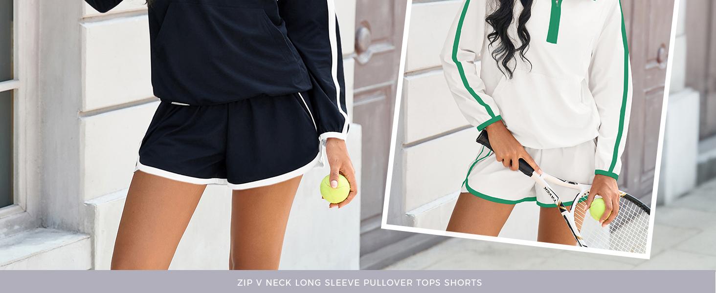 Fisoew Womens 2 Piece Outfits Sets Half Zip V Neck Long Sleeve Pullover Tops Shorts Casual Tennis Running Tracksuits #Springtok #TikTokShopHolidayHaul #TikTokShopJumpstartSale Fisoew Womens 2 Piece Outfits Sets Half Zip V Neck Long Sleeve Pullover Tops Shorts Casual Tennis Running Tracksuits #Springtok #TikTokShopHolidayHaul #TikTokShopJumpstartSale