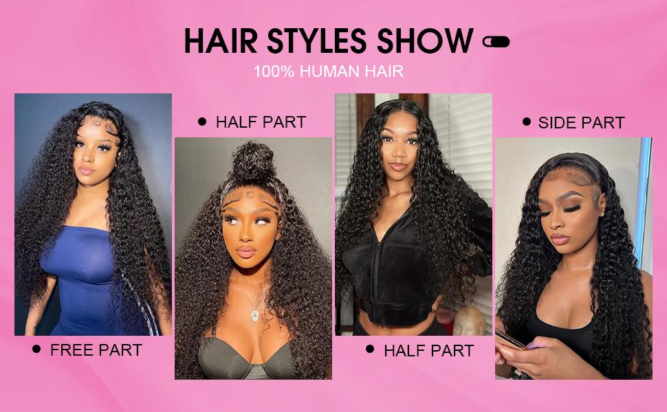 Water Wave 13x6 Lace Front Wigs Human Hair Pre Plucked 180% Density HD Transparent Water Wave Lace Frontal Wigs Human Hair for Women Curly Lace Front Wigs Natural Color