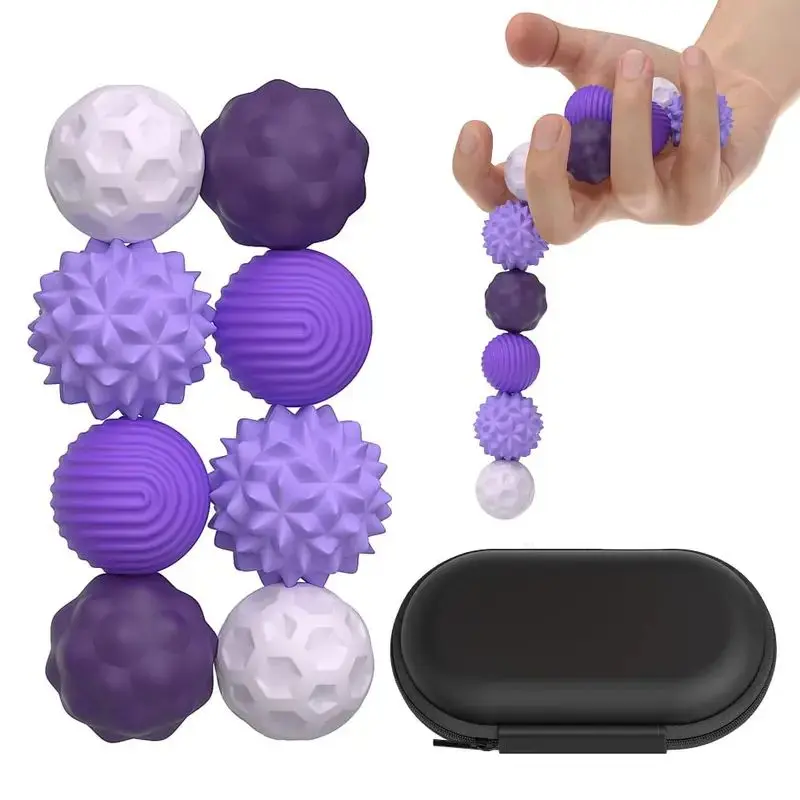 Soft Silicone Fidget Balls Set - Quiet Assorted-Color Squishy Fidgets, Stretchy Stress Relief Toys, Office Desk Self Care Gadgets for Adulting Gifts & Peace of Mind Anxiety Support