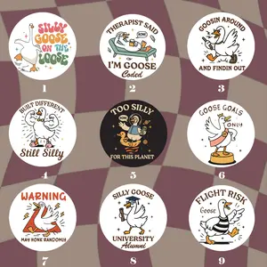 Cute Silly Goose Badge Pin for Jacket and Tote Bag