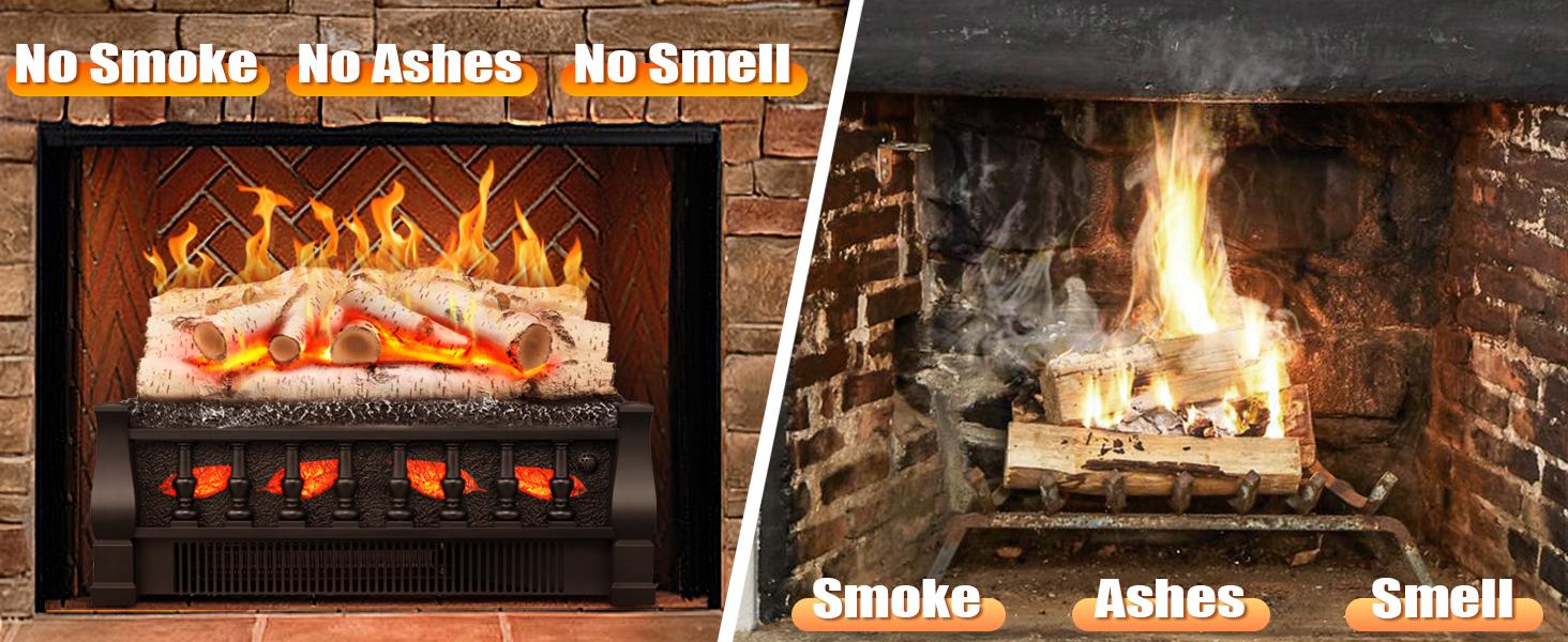 21 Inch Electric Fireplace Log Heater Remote Control Realistic Flame Effect Ember Bed, Leaves Pattern, Overheated Protection, Adjustable Brightness&Speed, Indoor Use(750W/1500W) 21 Inch Electric Fireplace Log Heater Remote Control Realistic Flame Effect Ember Bed, Leaves Pattern, Overheated Protection, Adjustable Brightness&Speed, Indoor Use(750W/1500W)